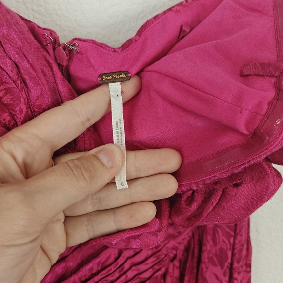 Free People Make An Entrance Strapless Floral Satin Maxi Dress Size 0 - Picture 10 of 15